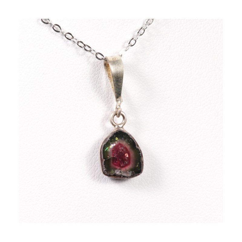 Pendentif Tourmaline Melon d'Eau - Argent 925