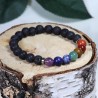 Bracelet 7 Chakras et Lave 8 mm