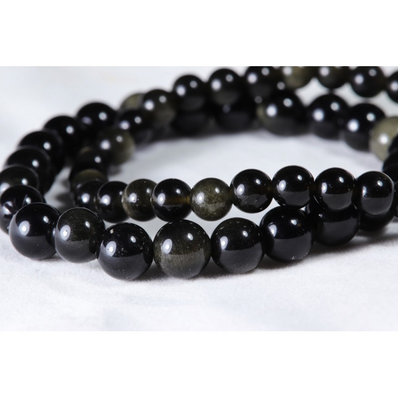 Bracelet Obsidienne Dorée