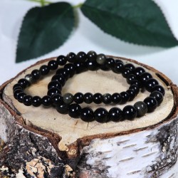 Bracelet Obsidienne Dorée