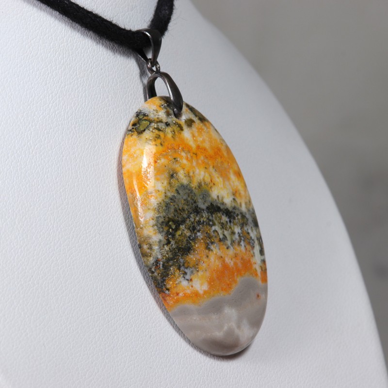 Pendentif Argent - Jaspe Bumble bee