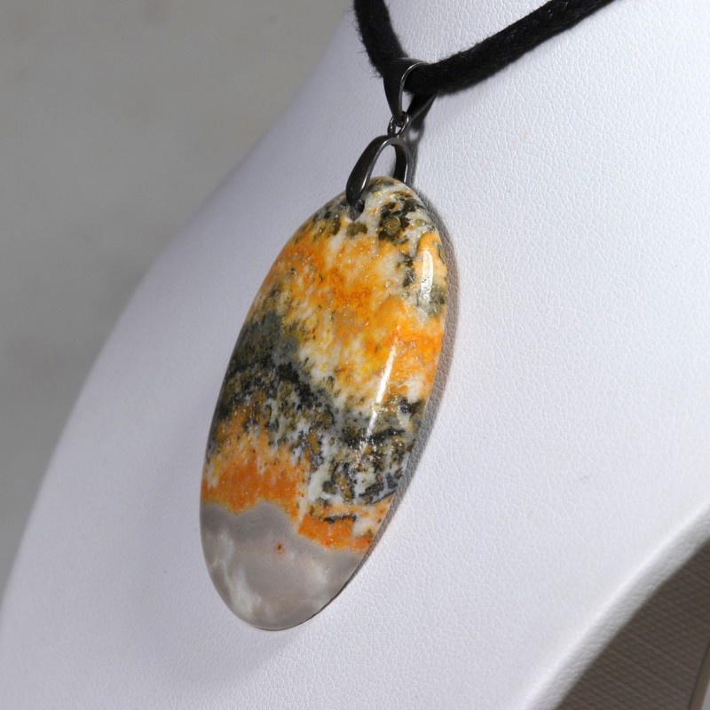 Pendentif Argent - Jaspe Bumble bee