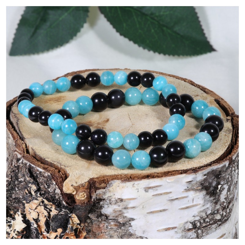 Bracelet - Peurs et Angoisses (Amazonite et Obsidienne Œil Céleste)