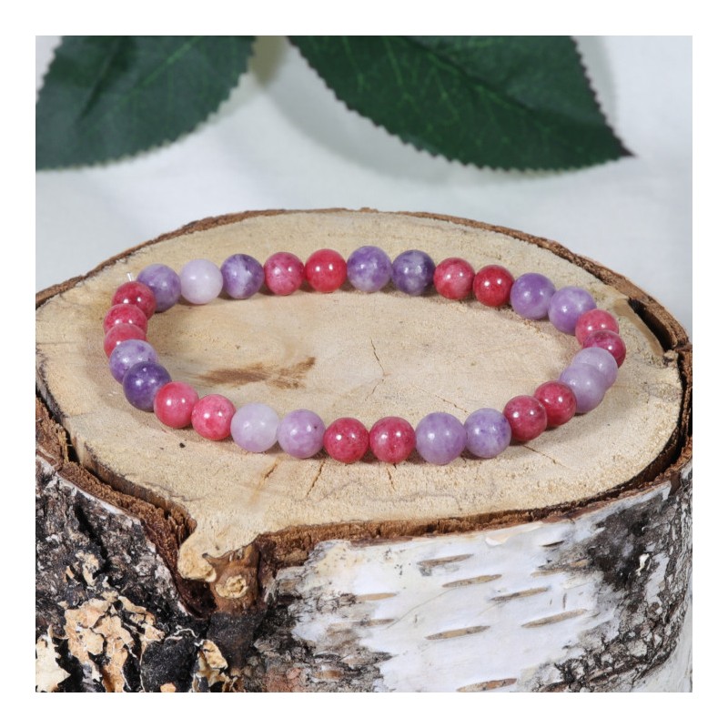 Bracelet - Calme et Détente (Rhodonite Framboise et Lépidolite)