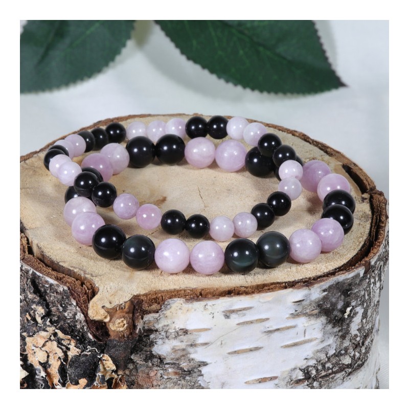 Bracelet - Protection très Puissante (Obsidienne Œil Céleste et Kunzite)