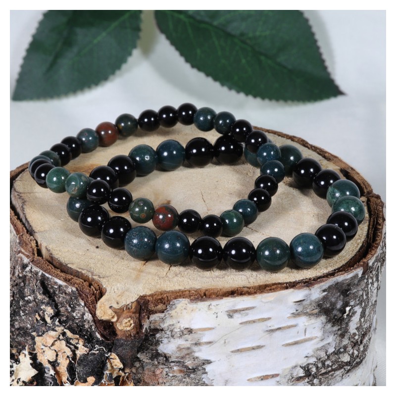 Bracelet - Ancrage (Jaspe Héliotrope et Onyx)