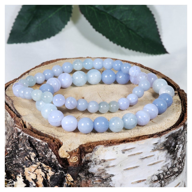 Bracelet - Communication (Aigue Marine, Angélite et Calcédoine Bleue)