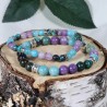 Bracelet Acier - Mal de Dos (Lépidolite, Amazonite et Chrysocolle)