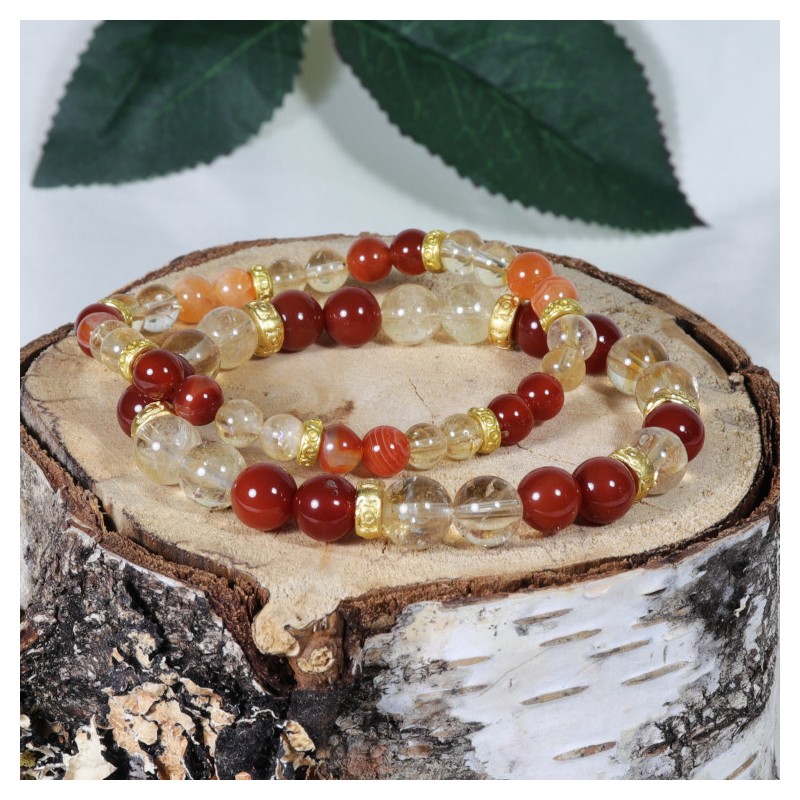 Bracelet Acier - Douleurs abdominales (Citrine et Cornaline)