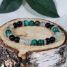 Bracelet Acier - Anti-inflammatoire (Obsidienne Noire, Malachite et Prehnite)
