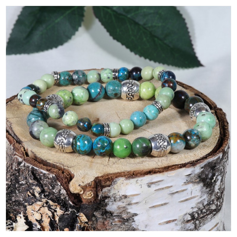 Bracelet Acier - Douleurs (Chrysocolle et Chrysoprase)