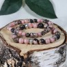 Bracelet Acier - Anti-Stress et Réconfort (Rhodonite et Rhodochrosite)
