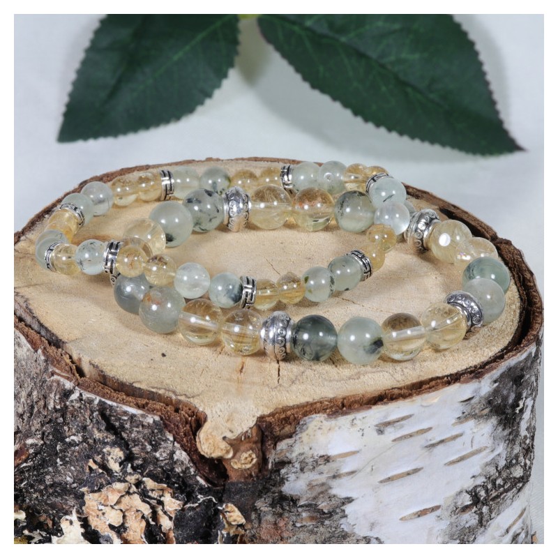 Bracelet Acier - Joie et Energie (Citrine et Prehnite)