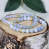 Bracelet Acier - Communication (Aigue Marine, Angélite et Calcédoine Bleue)