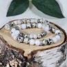 Bracelet Acier - Equilibre hormonal (Jaspe Dalmatien et Pierre de Lune)