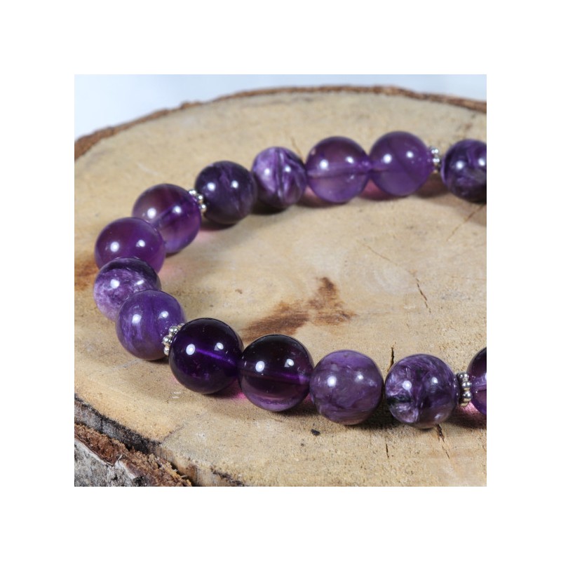 Bracelet Argent - Insomnies (Améthyste et Charoïte)