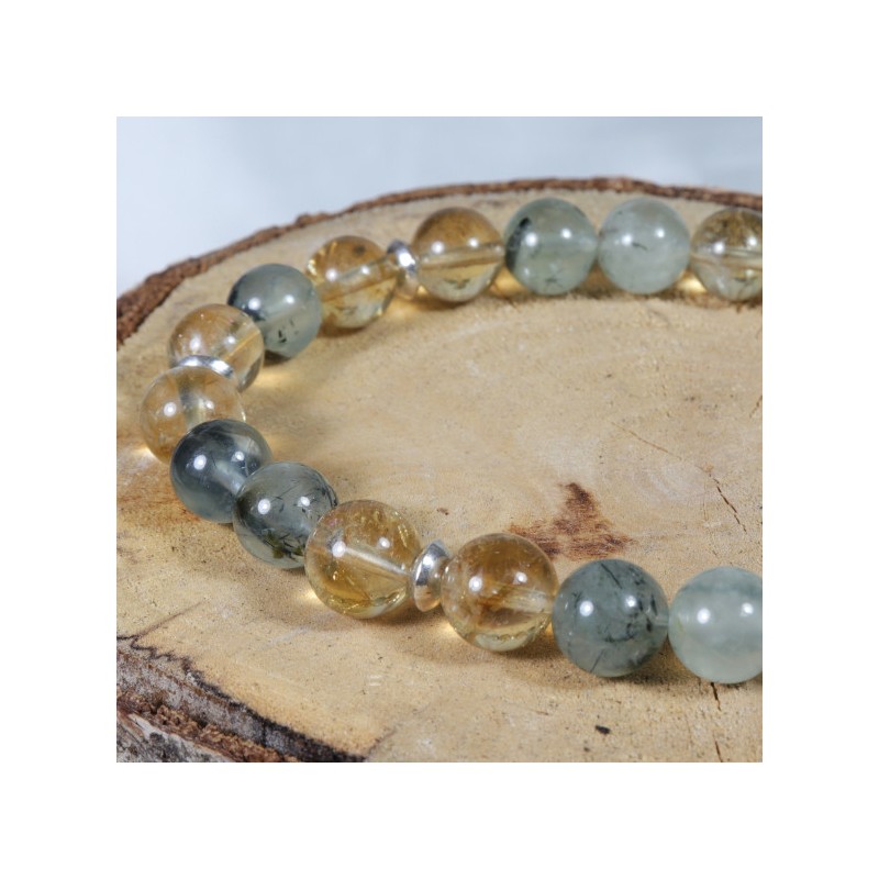 Bracelet Argent - Joie et énergie (Citrine et Prehnite)