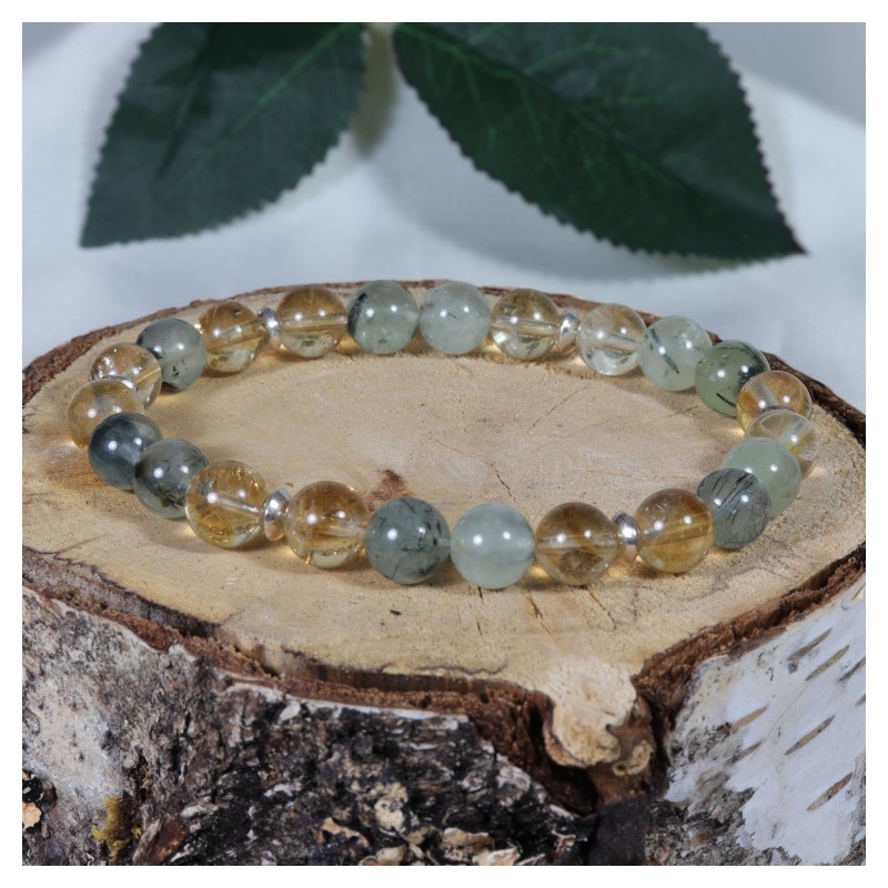 Bracelet Argent - Joie et énergie (Citrine et Prehnite)