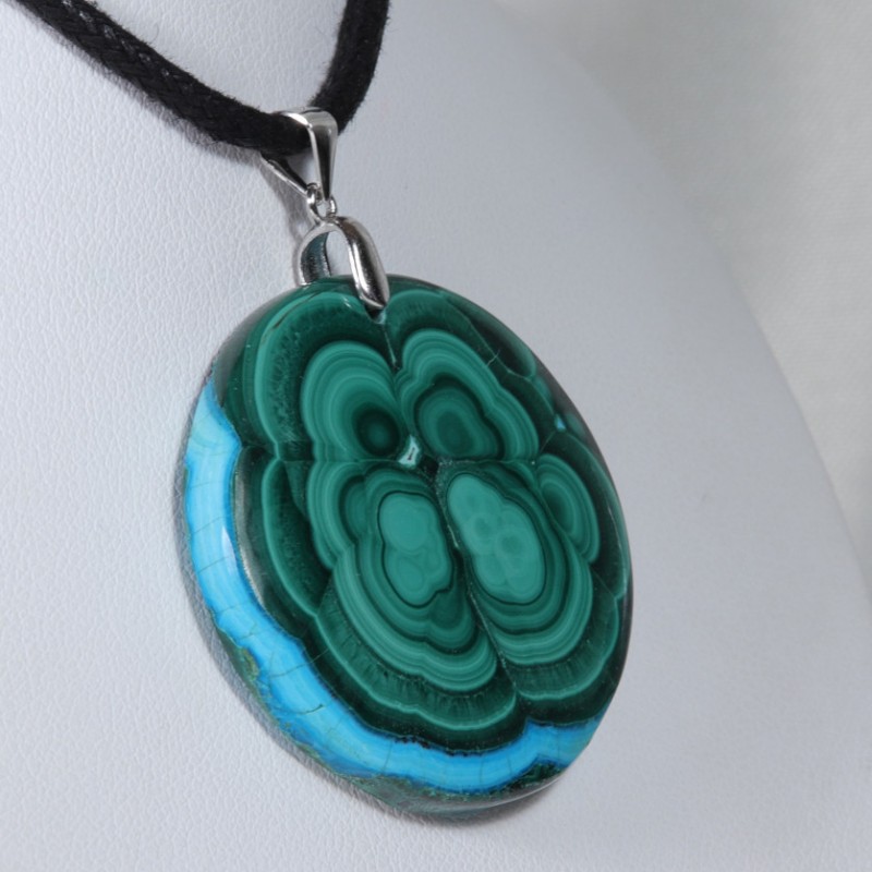 Pendentif Argent - Malachite Chrysocolle