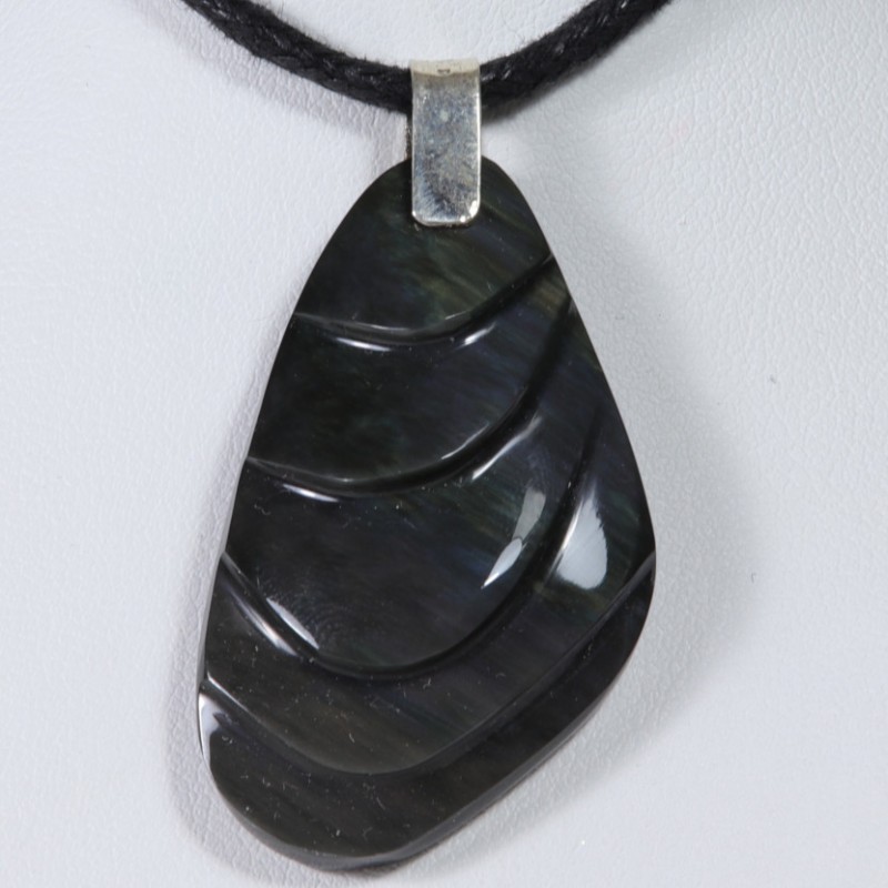 Pendentif Argent - Obsidienne Mentogochol