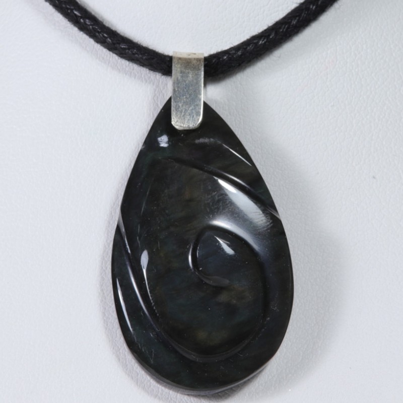Pendentif Argent - Obsidienne Mentogochol