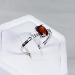 Bague en argent Grenat - Taille réglable