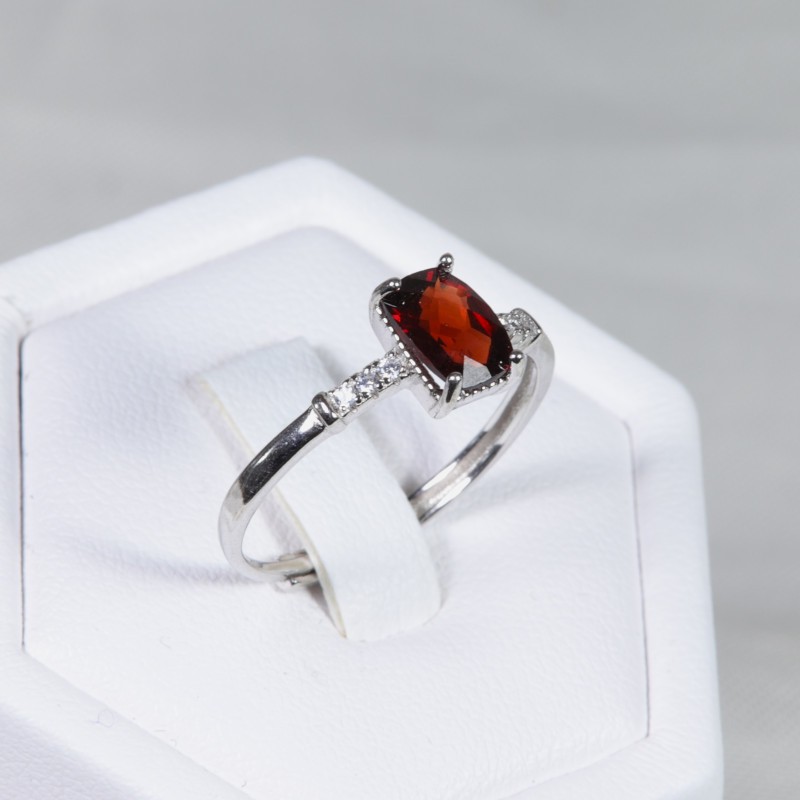 Bague en argent Grenat - Taille réglable