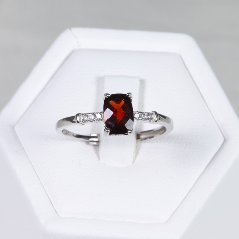 Bague en argent Grenat - Taille réglable