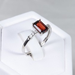 Bague en argent Grenat - Taille réglable