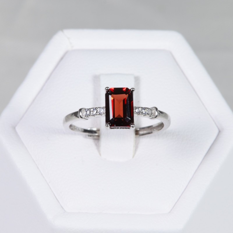 Bague en argent Grenat - Taille réglable