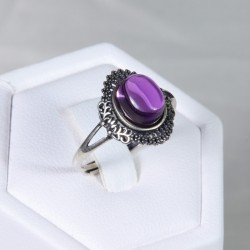 Bague en argent Améthyste - Taille réglable