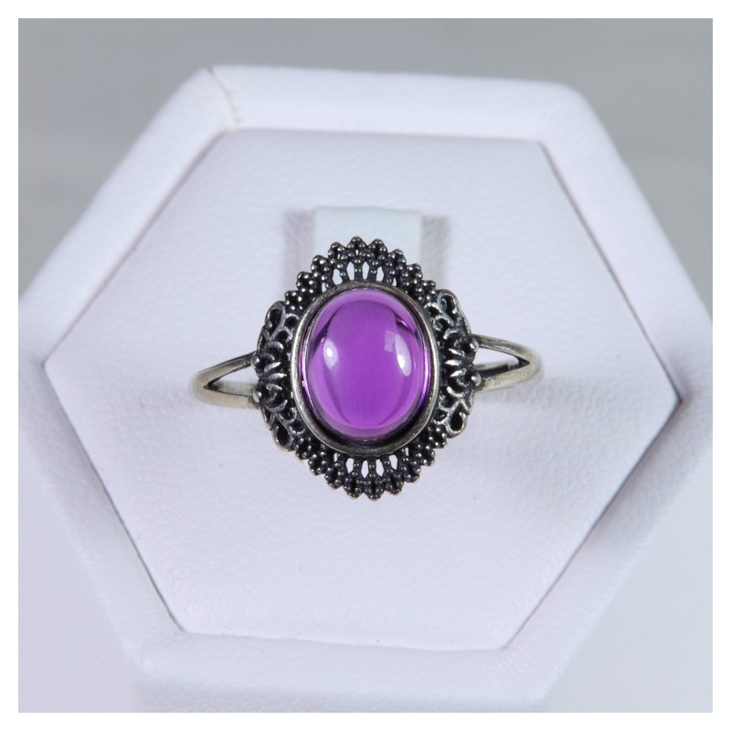 Bague en argent Améthyste - Taille réglable