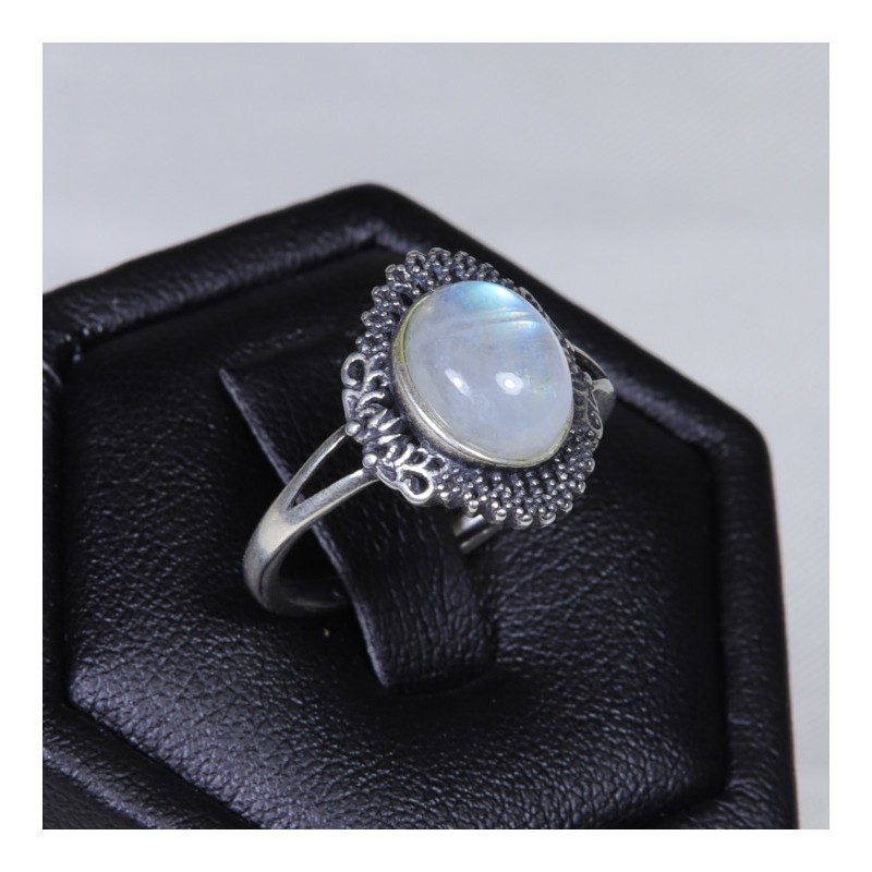 Bague en argent Pierre de Lune - Taille réglable