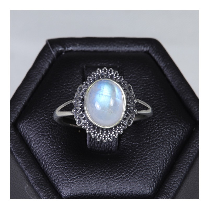 Bague en argent Pierre de Lune - Taille réglable