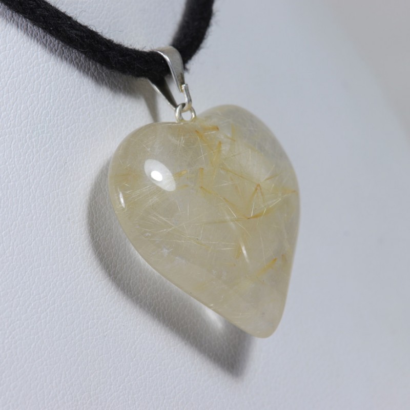 Pendentif Cœur - Quartz Rutile