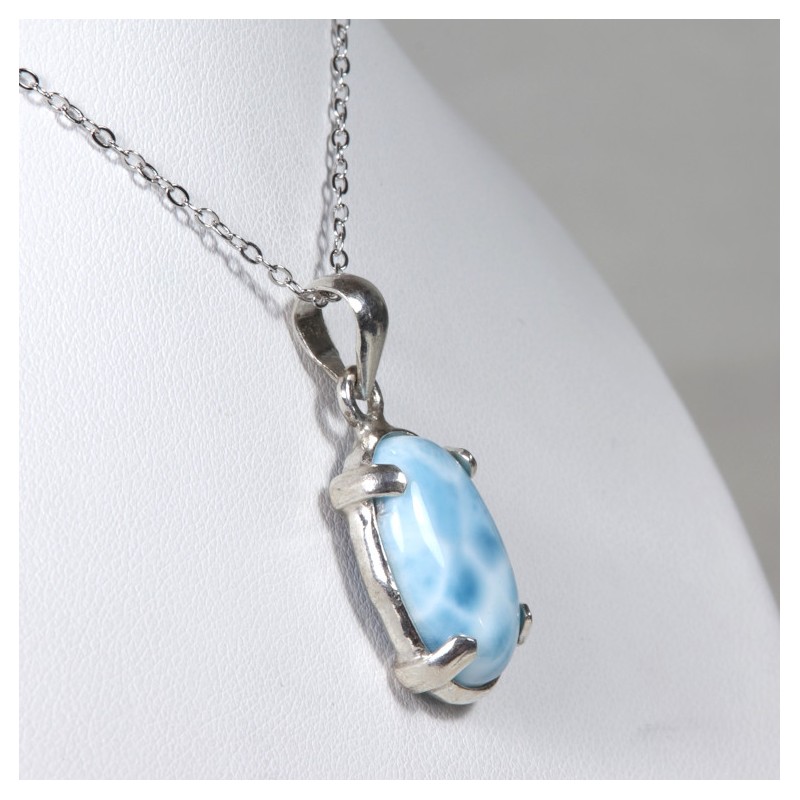 Pendentif Larimar serti argent