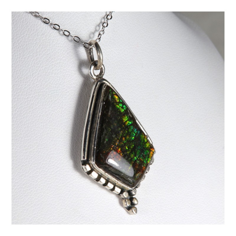 pendentif serti argent 925 - Ammolite