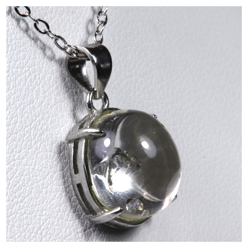 Pendentif serti argent 925 - Quartz à bulle