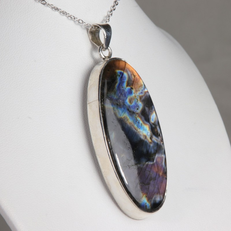 Pendentif serti argent 925 - Labradorite