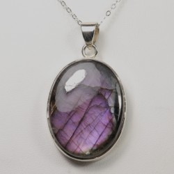 Pendentif en Labradorite Violette - Serti en Argent 925