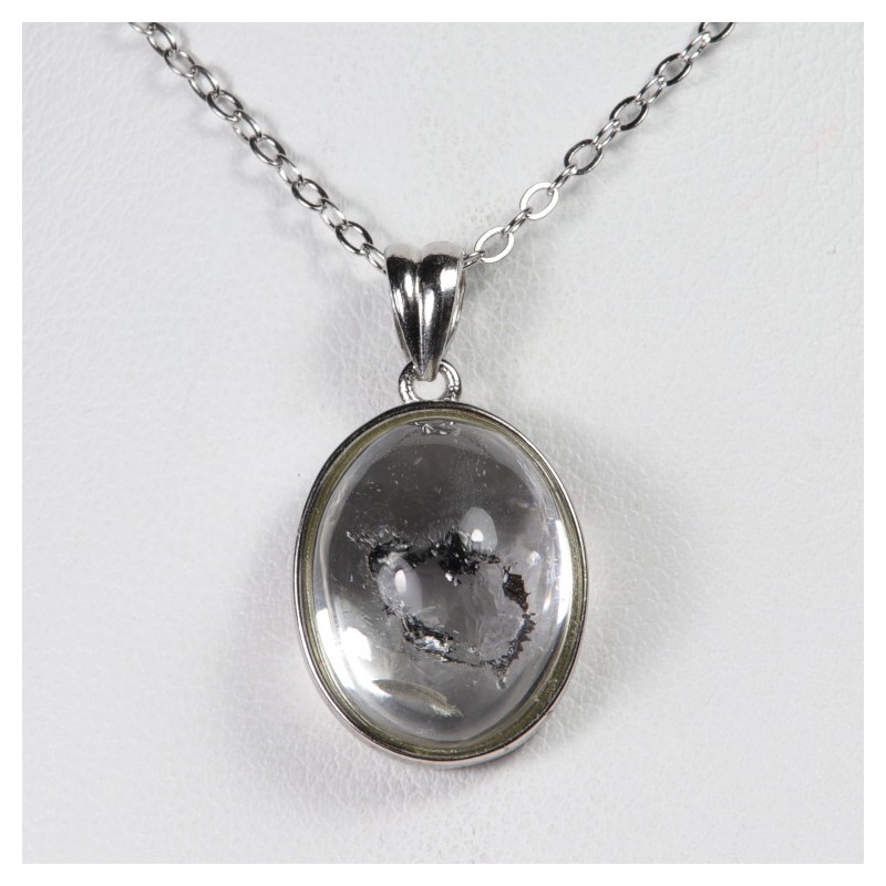 Pendentif serti argent 925 - Quartz à inclusion