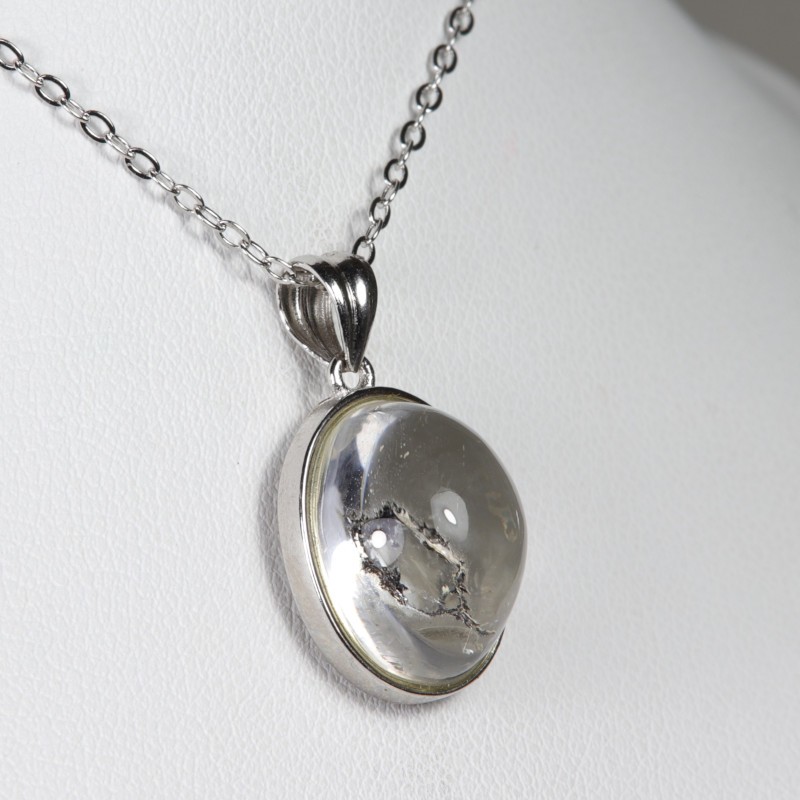 Pendentif serti argent 925 - Quartz à inclusion