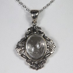 Pendentif serti argent 925 - Quartz à bulle