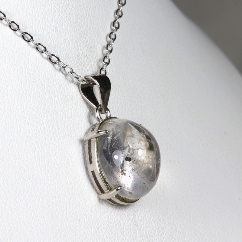 Pendentif serti argent 925 - Quartz à inclusion