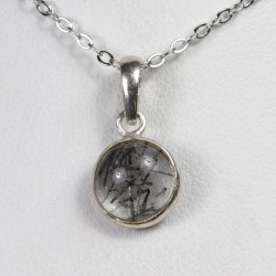 Pendentif serti en Argent - Quartz à Tourmaline