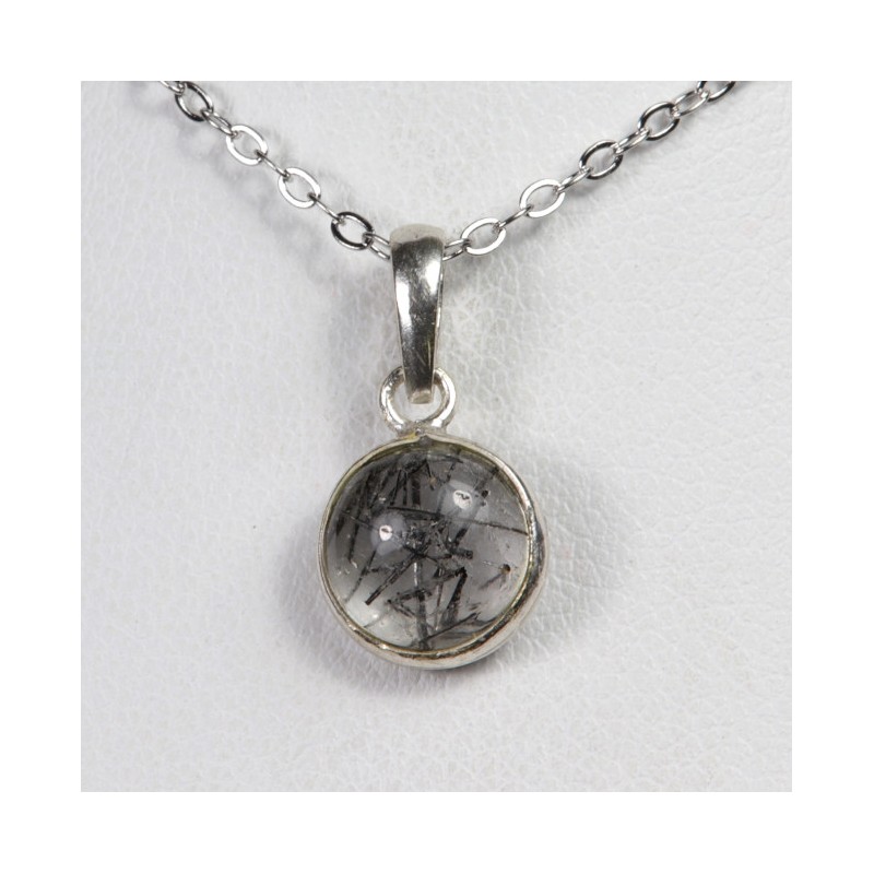 Pendentif serti en Argent - Quartz à Tourmaline