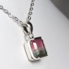 Pendentif Tourmaline Rose et Verte - Argent 925