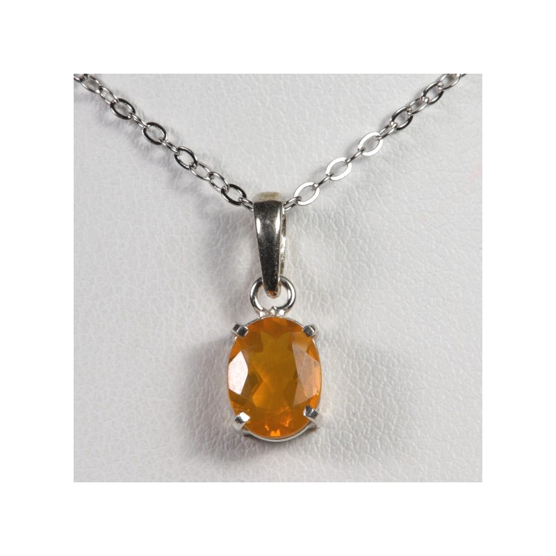 Pendentif serti en Argent - Opale de Feu