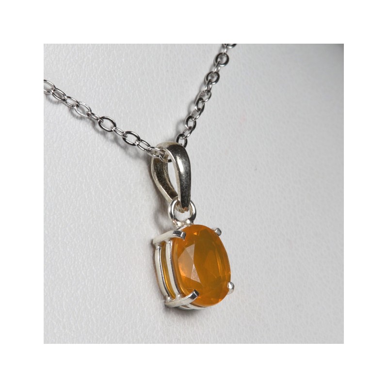 Pendentif serti en Argent - Opale de Feu