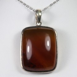 Pendentif serti en Argent - Ambre